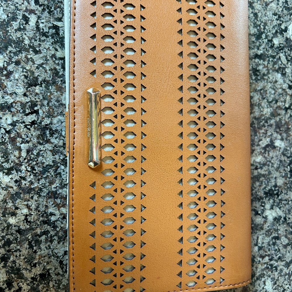 Stella & Dot Tan Cutout Wallet with Gold Accent